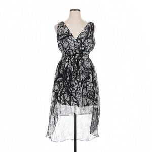 Jessica Taylor Black/White Geometric Print Cocktail Dress - Size 1X - Like New